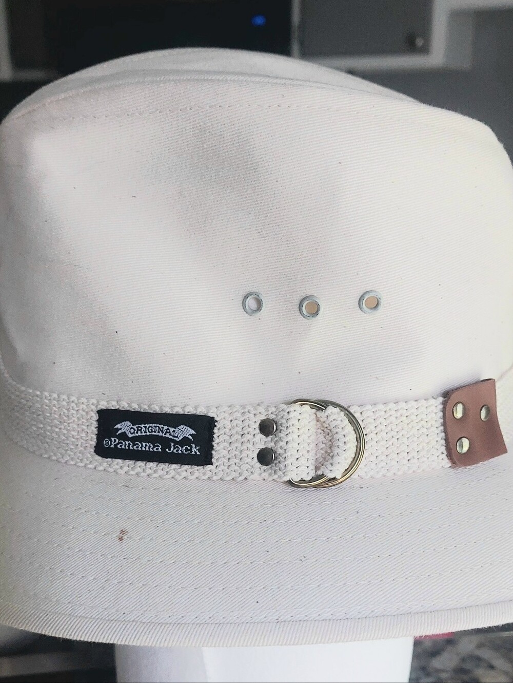 Panama Jack Cream Canvas Bucket Hat with Woven Belt